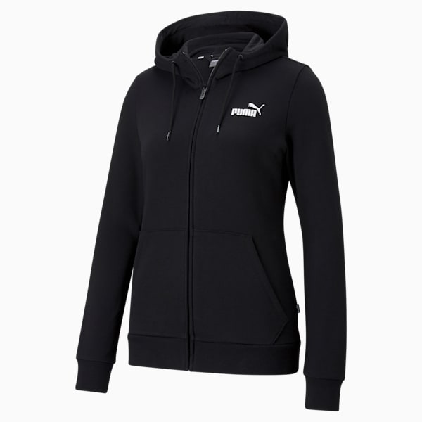 Chaqueta con capucha y cierre completo para mujer Essentials, Puma Black, extralarge