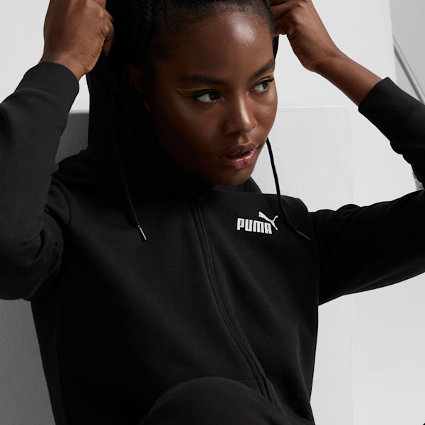 Chaqueta con capucha y cierre completo para mujer Essentials, Puma Black, extralarge