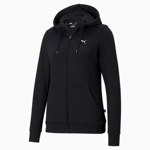 Essentials Full-Zip Regular Fit Women's Hoodie, Puma Black-CAT, extralarge-IND