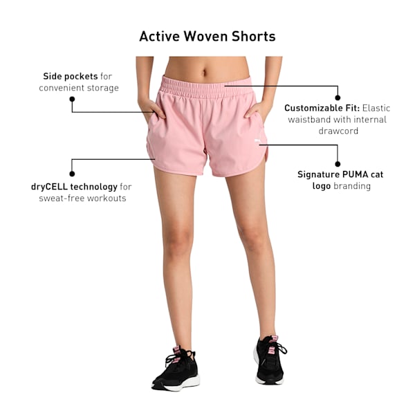 Active Woven Women's Shorts, Bridal Rose, extralarge-IND