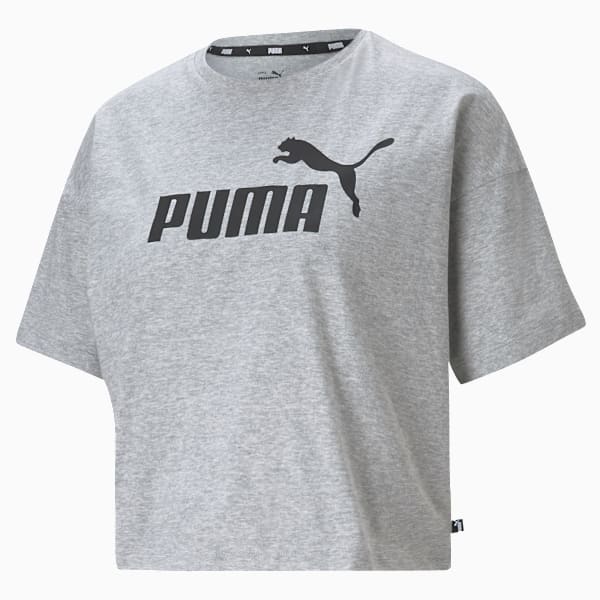 Essentials Logo Cropped Tee Women, Light Gray Heather, extralarge
