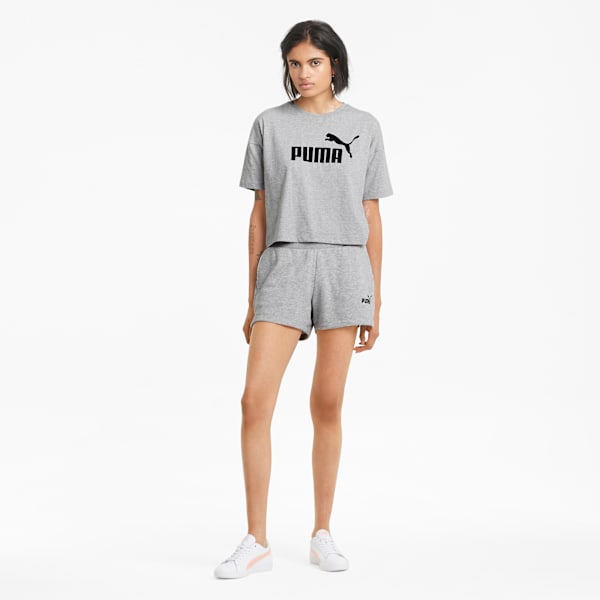 Essentials Logo Cropped Tee Women, Light Gray Heather, extralarge