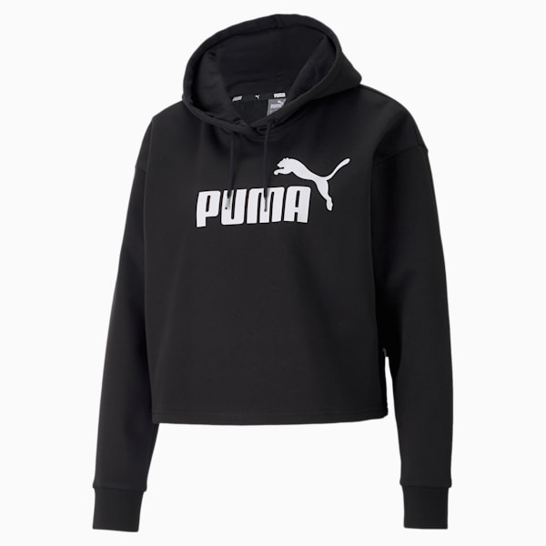 Essentials Cropped Logo Women's Hoodie, Puma Black, extralarge-GBR