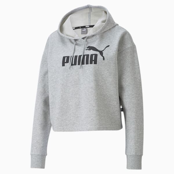 Essential Logo Women's Loose Cropped Hoodie, Light Gray Heather, extralarge-IND