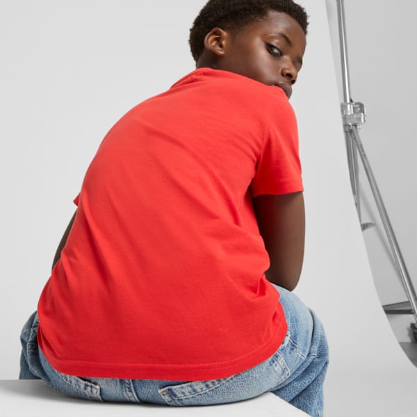 PUMA Essentials Big Kids'Logo Tee, High Risk Red, extralarge
