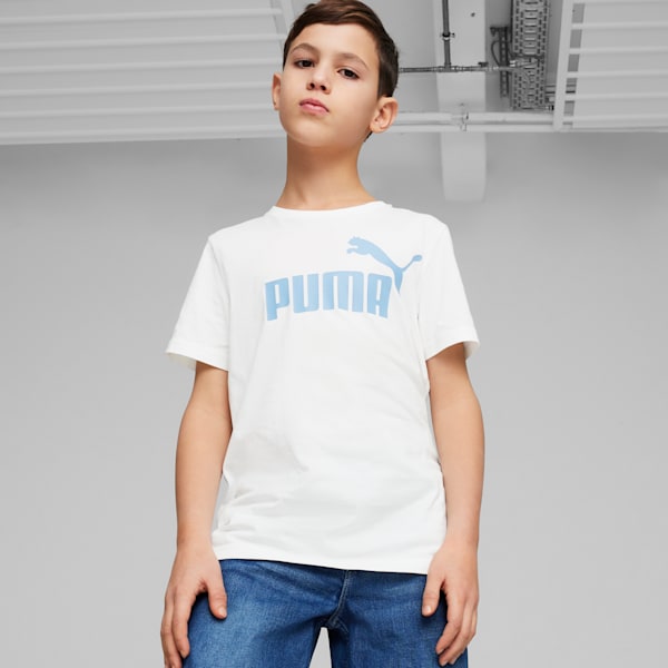 Essentials Logo Boys' Tee, PUMA White-Zen Blue, extralarge