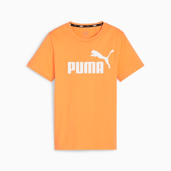 Essentials Logo Boys' Tee, Clementine-PUMA White, extralarge