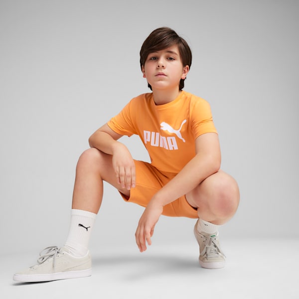 Essentials Logo Boys' Tee, Clementine-PUMA White, extralarge