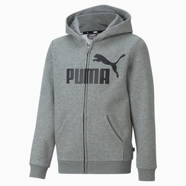 Big Logo Full-Zip Youth Hoodie, Medium Gray Heather, extralarge-IND