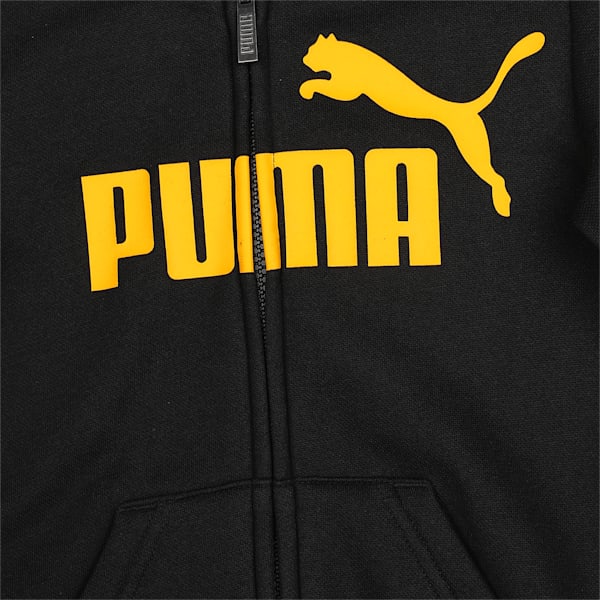 Big Logo Full-Zip Youth Hoodie, Puma Black-Dandelion, extralarge-IND