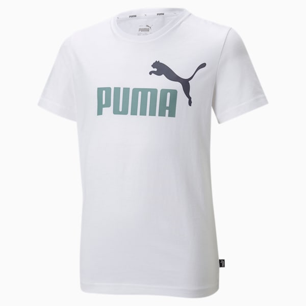 Playera juvenil de dos tonos con logotipo Essentials+, Puma White-mineral blue, extralarge