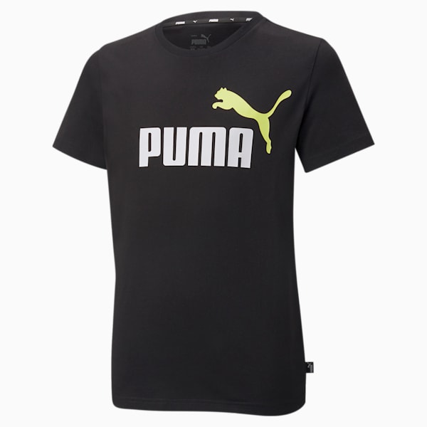 Essentials+ Two-Tone Logo Tee Big Kids, Puma Black-lemon, extralarge