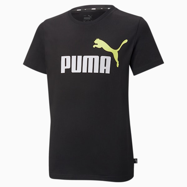 Playera juvenil de dos tonos con logotipo Essentials+, Puma Black-lemon, extralarge