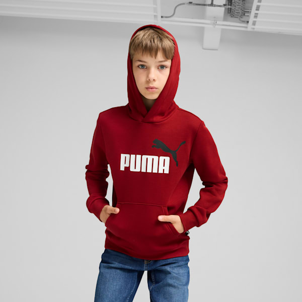 Essentials+ Two-Tone Big Logo Hoodie Big Kids, Intense Red, extralarge