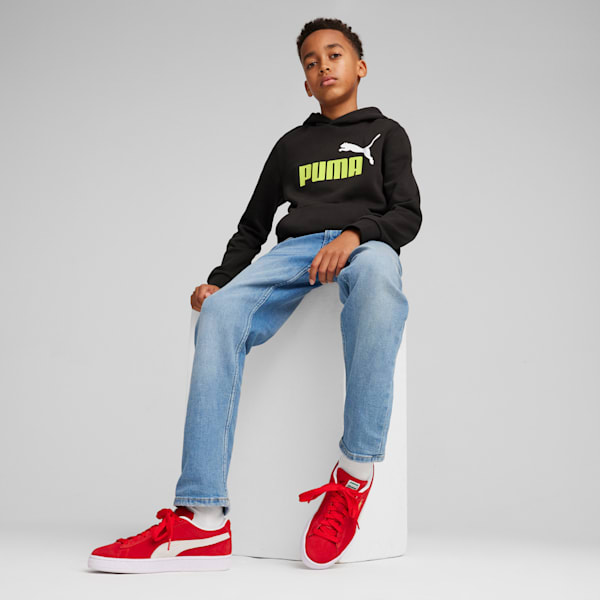 Essentials+ Two-Tone Big Logo Hoodie Big Kids, PUMA Black-Lime Sheen, extralarge