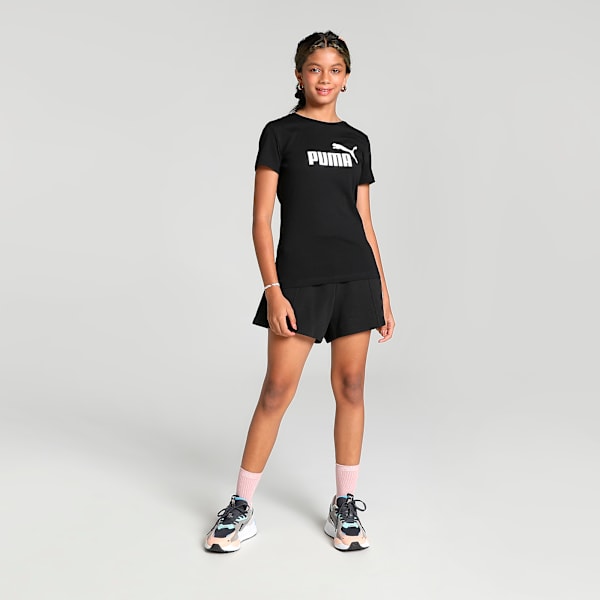 Logo Girl's T-Shirt, Puma Black, extralarge-IND