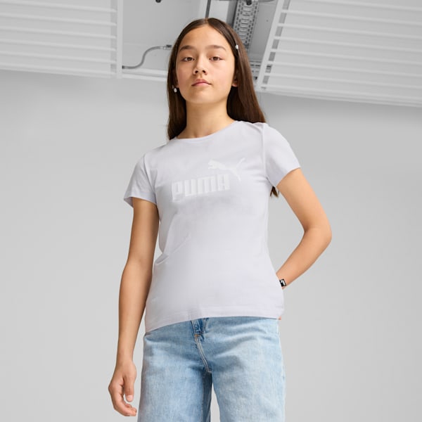 Essentials Logo Girls' Tee, Silver Mist, extralarge