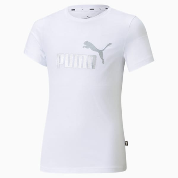 Essentials Logo Girls' Tee, Puma White, extralarge