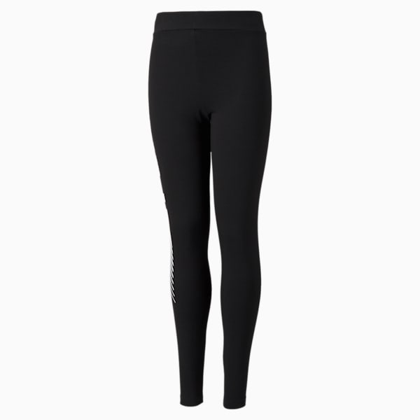 Essentials+ Graphic Girl's Slim Tights, Puma Black, extralarge-IND