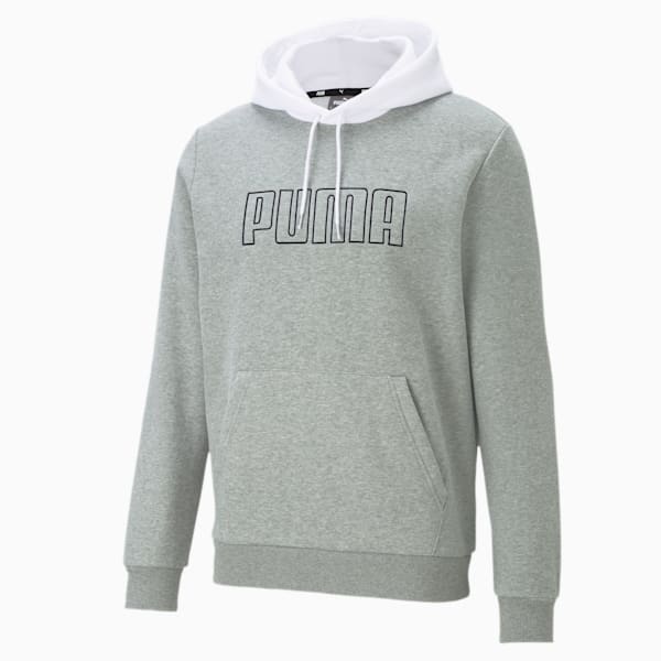 PUMA Block Men's Embroidered Hoodie, Medium Gray Heather, extralarge