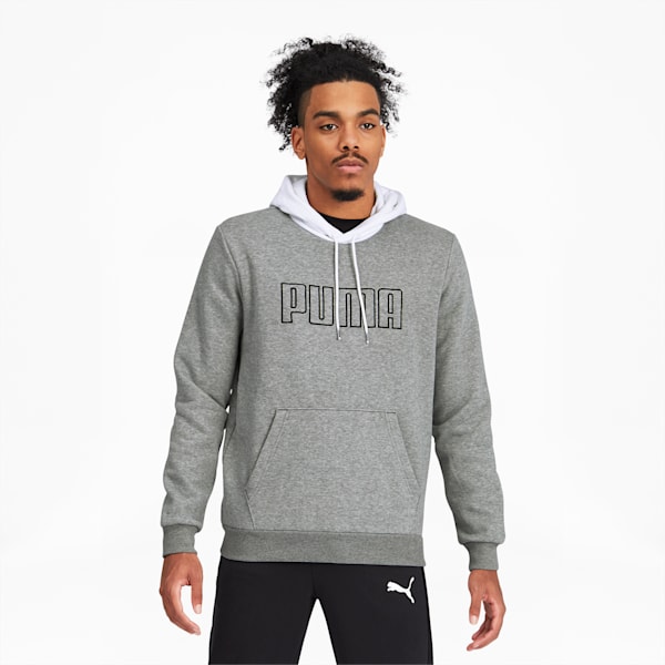 PUMA Block Men's Embroidered Hoodie, Medium Gray Heather, extralarge