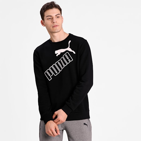 BIG LOGO Crew Full Length Sweatshirt, Puma Black, extralarge-IND