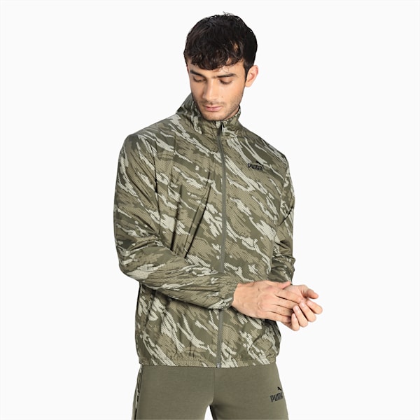 Men's Printed Regular Fit Windbreaker, Grape Leaf, extralarge-IND