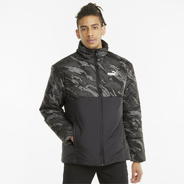 Men's Printed Padded Jacket, Puma Black, extralarge-IND