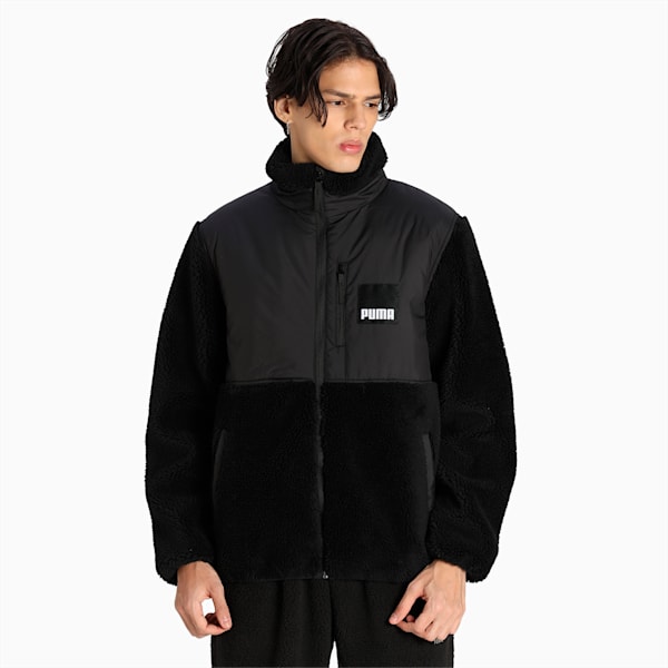 Sherpa Hybrid Regular Fit Padded Men's Regular Fit Jacket, Puma Black, extralarge-IND