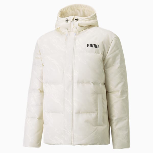 Jacquard Regular Fit Men's Down Jacket, Ivory Glow, extralarge-IND