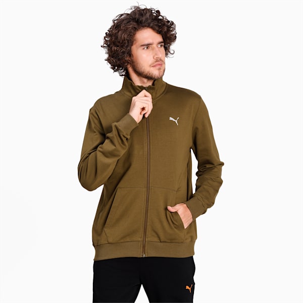 Camo Box Graphic Full-Zip Men's Sweatshirt, Dark Olive, extralarge-IND