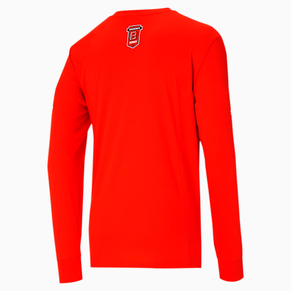 TBT Men's Long Sleeve Team Tee, Transparent-Tangerine Tango - 17-1463 TCX, extralarge