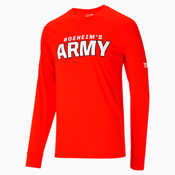 TBT Men's Long Sleeve Team Tee, Transparent-Tangerine Tango - 17-1463 TCX, extralarge