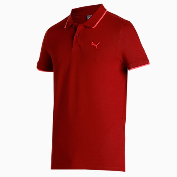 Collar Tipping Heather Slim Fit Men's Polo, Intense Red