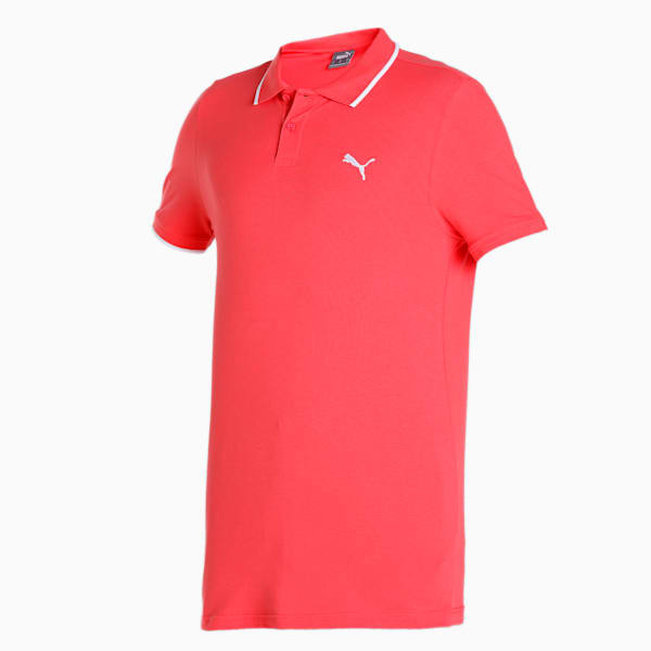 Collar Tipping Heather Slim Fit Men's Polo, Salmon