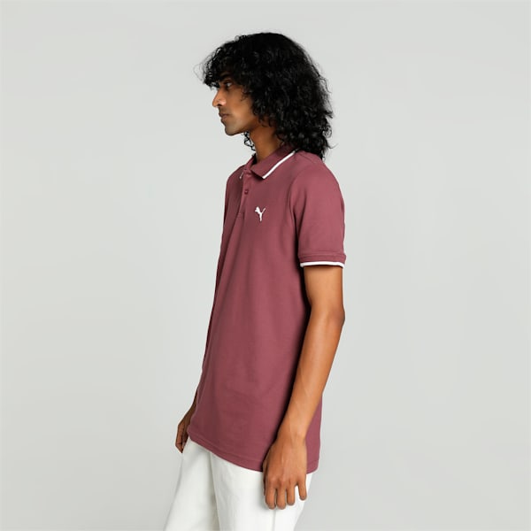 Collar Tipping Heather Men's Slim Fit Polo, Wood Violet, extralarge-IND