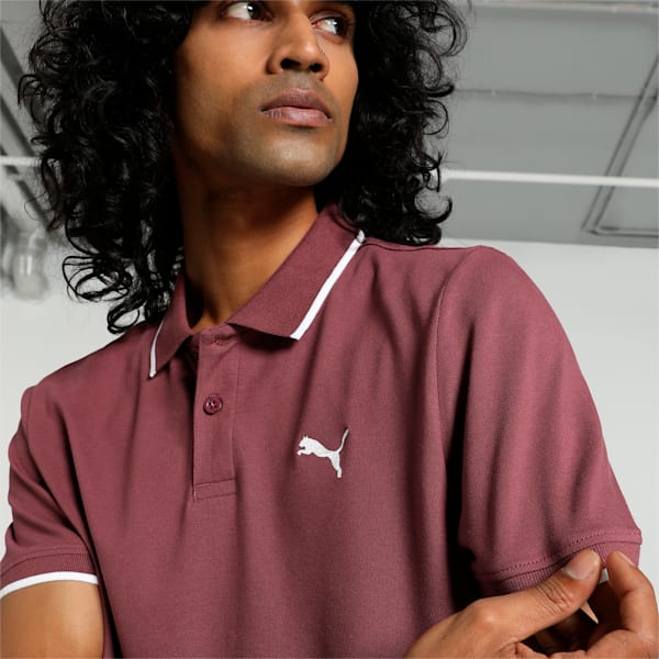 Collar Tipping Heather Men's Slim Fit Polo, Wood Violet, extralarge-IND