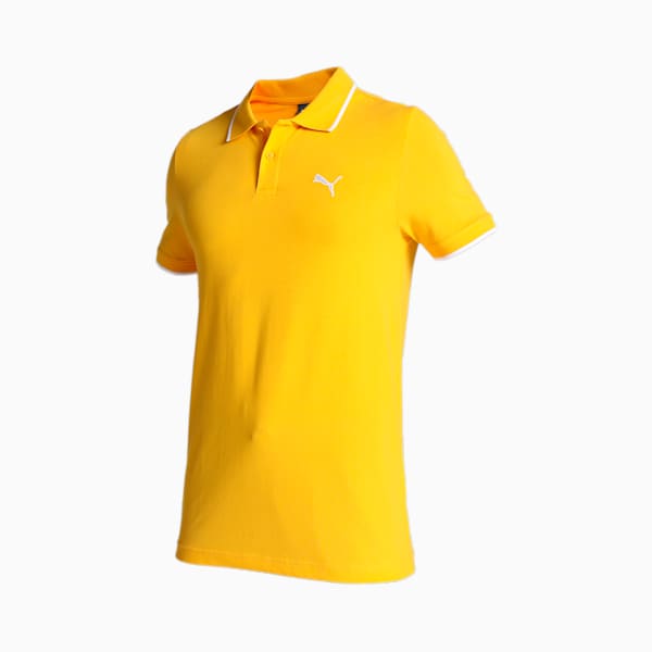 Collar Tipping Heather Slim Fit Men's Polo, Yellow Sizzle