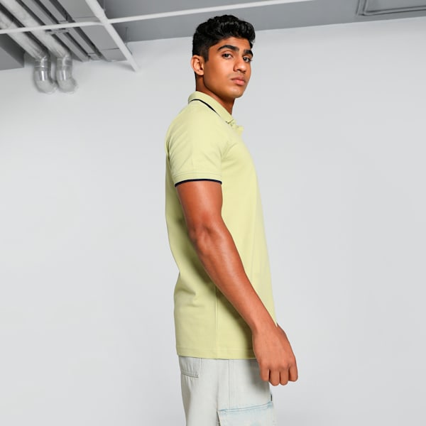 Collar Tipping Heather Men's Slim Fit Polo, Pistachio Green, extralarge-IND