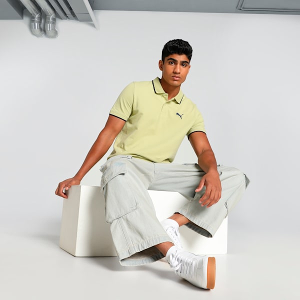 Collar Tipping Heather Men's Slim Fit Polo, Pistachio Green, extralarge-IND