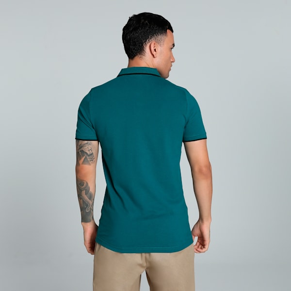 Collar Tipping Heather Men's Slim Fit Polo, Cold Green, extralarge-IND