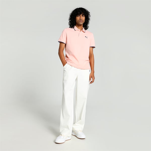 Collar Tipping Heather Men's Slim Fit Polo, Rose Dust, extralarge-IND