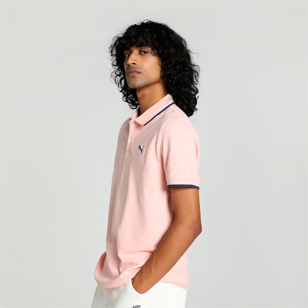 Collar Tipping Heather Men's Slim Fit Polo, Rose Dust, extralarge-IND