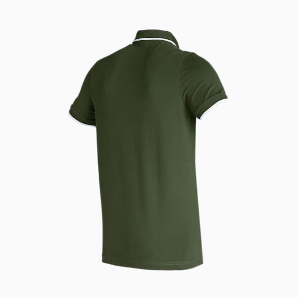 Collar Tipping Heather Slim Fit Men's Polo, Dark Olive