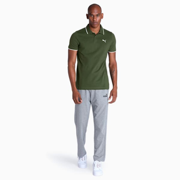 Collar Tipping Heather Slim Fit Men's Polo, Dark Olive