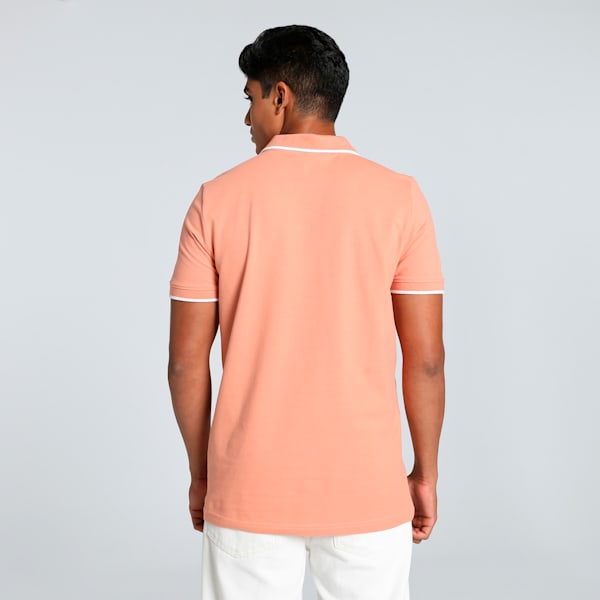 Collar Tipping Heather Men's Slim Fit Polo, Deeva Peach, extralarge-IND