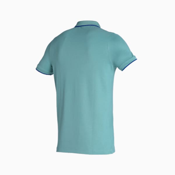 Collar Tipping Heather Slim Fit Men's Polo, Adriatic