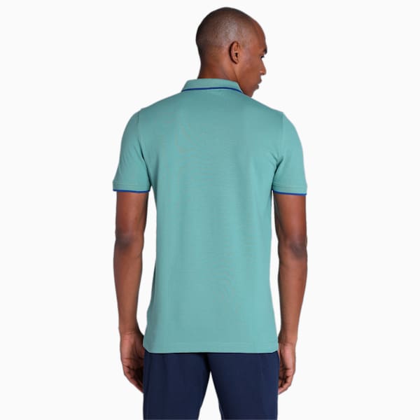 Collar Tipping Heather Slim Fit Men's Polo, Adriatic