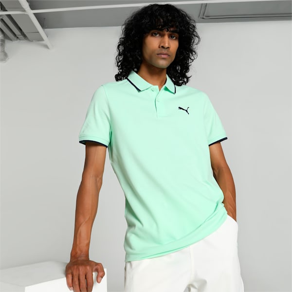 Collar Tipping Heather Men's Slim Fit Polo, Fresh Mint, extralarge-IND