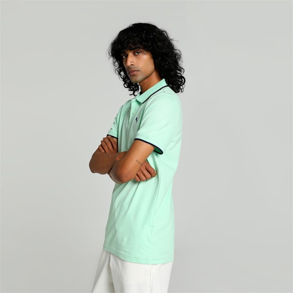 Collar Tipping Heather Men's Slim Fit Polo, Fresh Mint, extralarge-IND